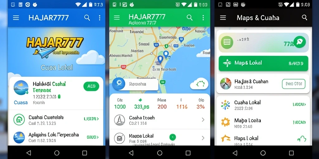 Tampilan antarmuka aplikasi HAJAR777 menampilkan informasi cuaca lokal yang jelas.