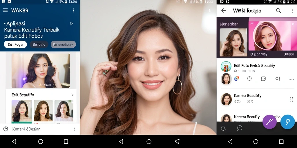 Antarmuka WAK89 menampilkan berbagai fitur Kamera Beautify yang menarik.