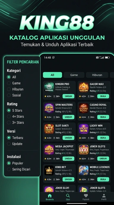 Tampilan katalog aplikasi king88