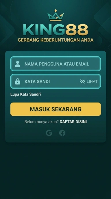 Tampilan halaman login king88